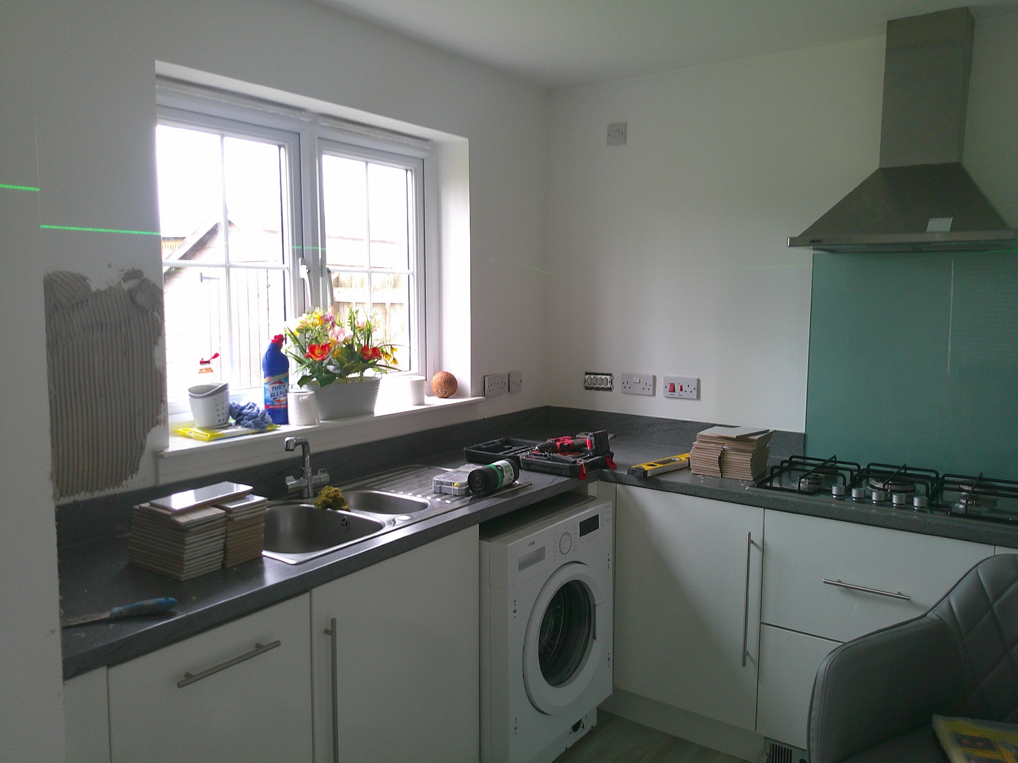 Whitburn kitchen sink and window area before splashback tiling